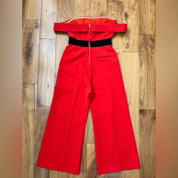Self-Portrait Off-Shoulder Jumpsuit Red US 6 - Picture 11 of 16